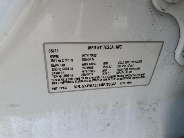 2021 TESLA MODEL Y - 5YJYGAEE1MF186602