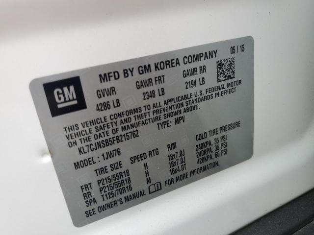 2015 CHEVROLET TRAX LTZ KL7CJNSB5FB215762