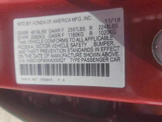 2019 HONDA ACCORD TOU - 1HGCV3F9XKA000527