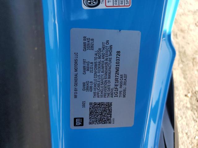 2022 CHEVROLET CAMARO LT1 1G1FE1R72N0103728