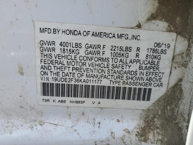 2019 ACURA ILX 19UDE2F36KA011177