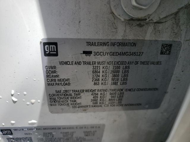 2021 CHEVROLET 1500 3GCUYGED4MG345127