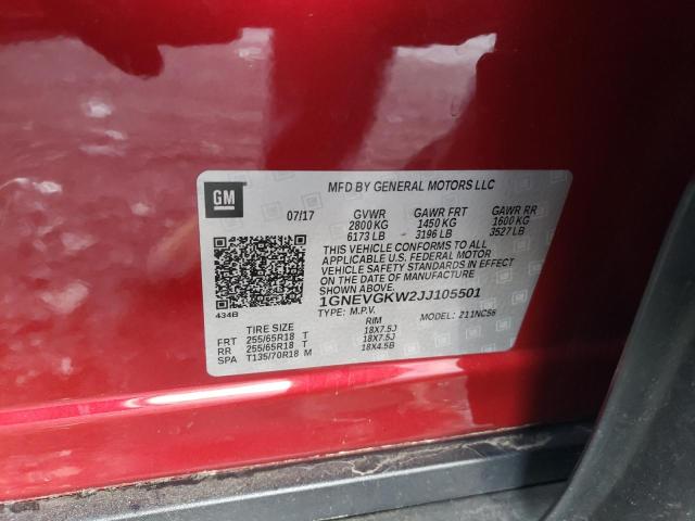 2018 CHEVROLET TRAVERSE L - 1GNEVGKW2JJ105501