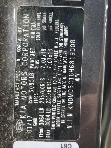 2017 KIA SEDONA EX KNDMC5C16H6319308
