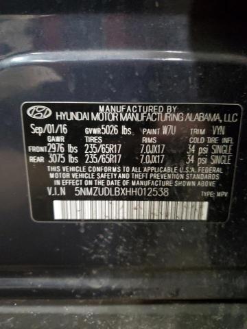 2017 HYUNDAI SANTA FE L - 5NMZUDLBXHH012538