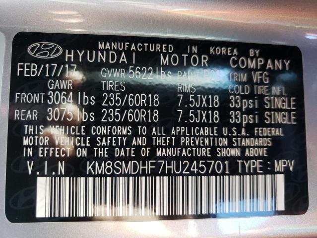 2017 HYUNDAI SANTA FE S - KM8SMDHF7HU245701