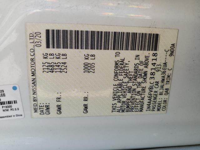 2020 NISSAN MAXIMA PLA - 1N4AA6FV8LC381418