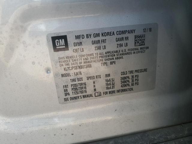 2019 CHEVROLET TRAX 1LT - KL7CJPSB7KB813468