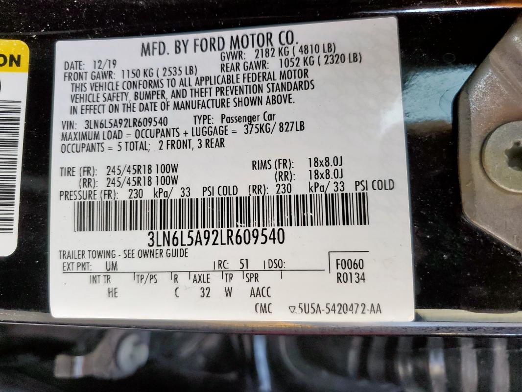 2020 LINCOLN MKZ - 3LN6L5A92LR609540