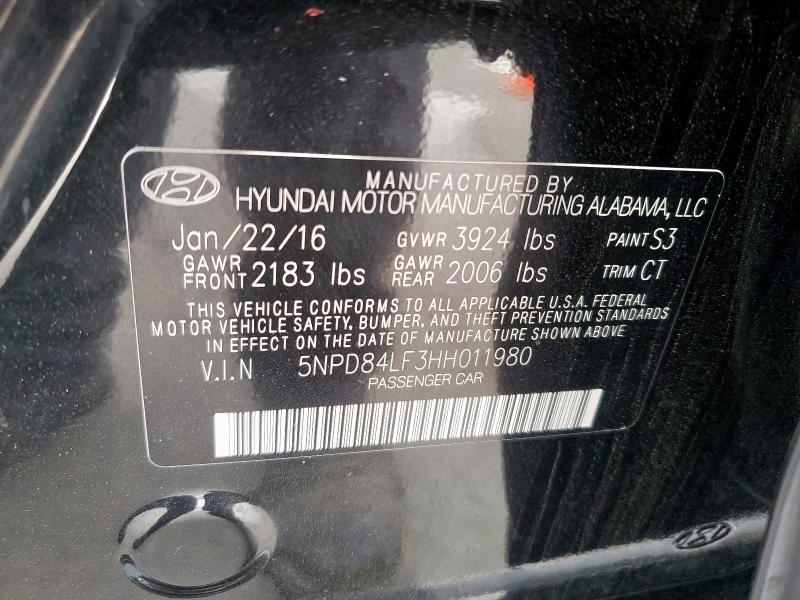 2017 HYUNDAI ELANTRA SE 5NPD84LF3HH011980