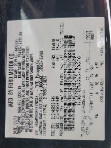2016 FORD FUSION SE - 1FA6P0HD3G5128376