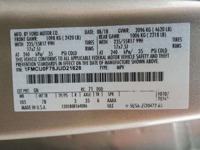 2018 FORD ESCAPE S - 1FMCU0F78JUD21828
