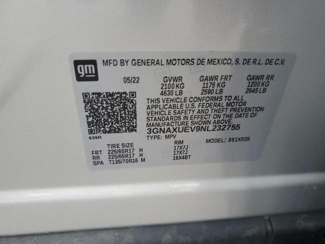 2022 CHEVROLET EQUINOX LT - 3GNAXUEV9NL232755