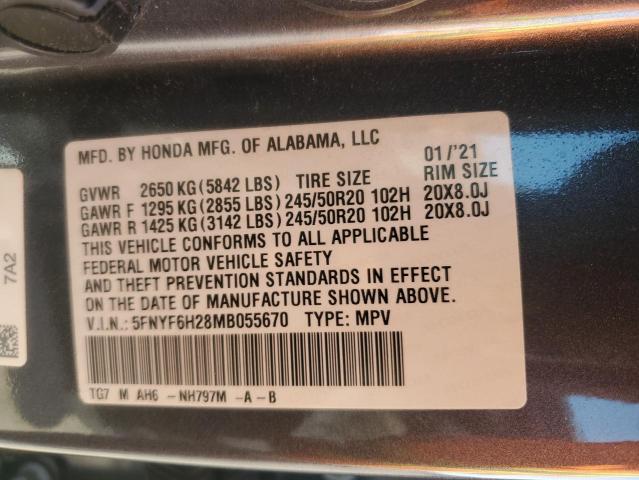 2021 HONDA PILOT SE 5FNYF6H28MB055670