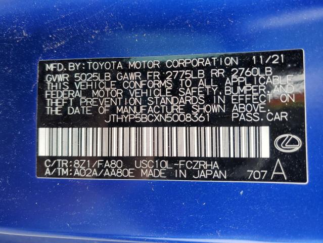 2022 LEXUS RC-F JTHYP5BCXN5008361