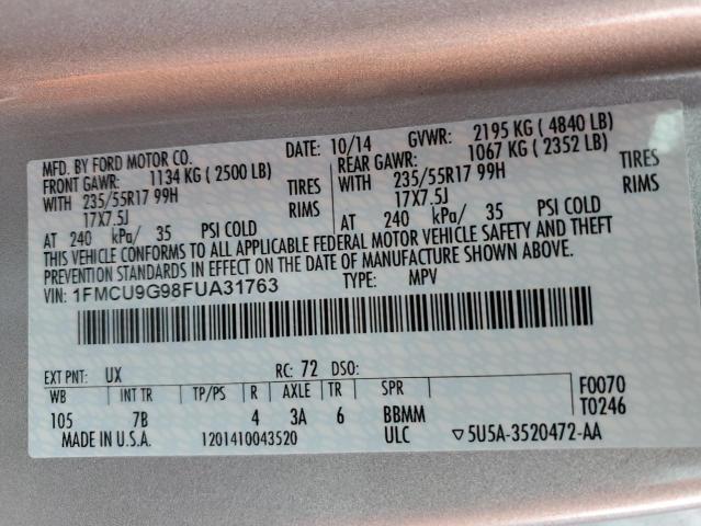 2015 FORD ESCAPE SE - 1FMCU9G98FUA31763