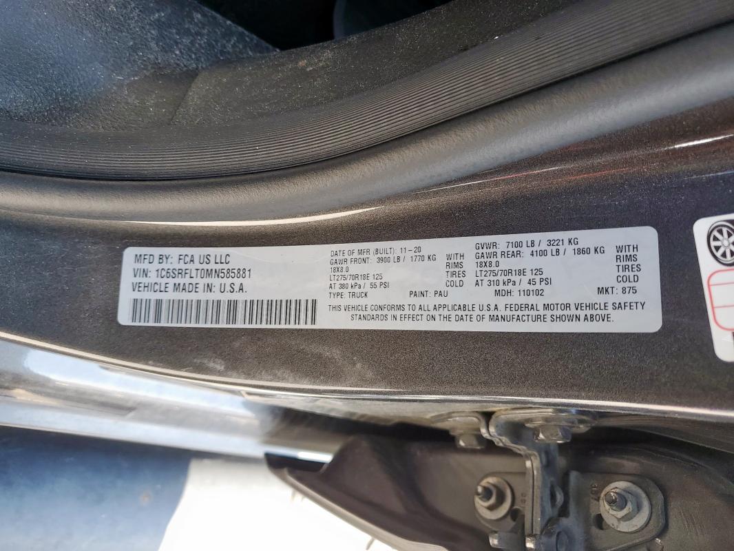 2021 RAM 1500 REBEL - 1C6SRFLT0MN585881