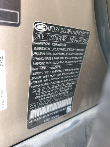 2021 LAND ROVER RANGE ROVE - SALWR2SE9MA770677