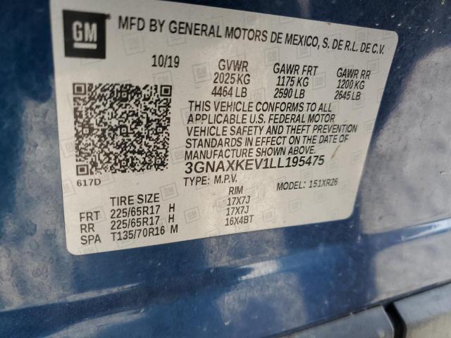 2020 CHEVROLET EQUINOX LT - 3GNAXKEV1LL195475