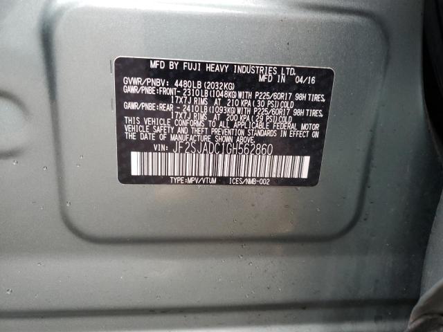 2016 SUBARU FORESTER 2 - JF2SJADC1GH562860
