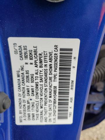 2019 HONDA CIVIC SPOR 2HGFC2F86KH548658