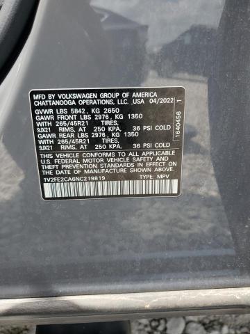 2022 VOLKSWAGEN ATLAS CROS - 1V2FE2CA6NC219819