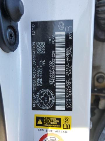 2011 LEXUS CT 200 - JTHKD5BH1B2001029