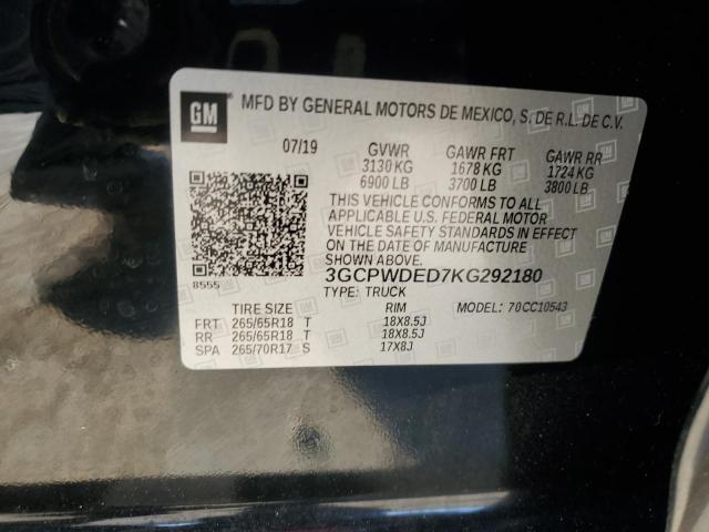 2019 CHEVROLET 1500 - 3GCPWDED7KG292180