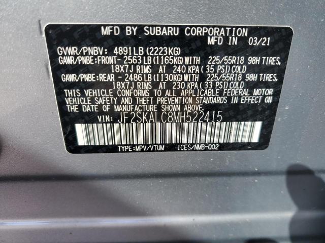 2021 SUBARU FORESTER S JF2SKALC8MH522415
