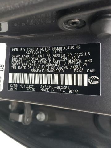 2022 LEXUS ES 300H BA - 58AEA1C15NU018933