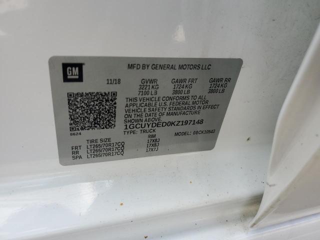 2019 CHEVROLET SILVERADO - 1GCUYDED0KZ197148
