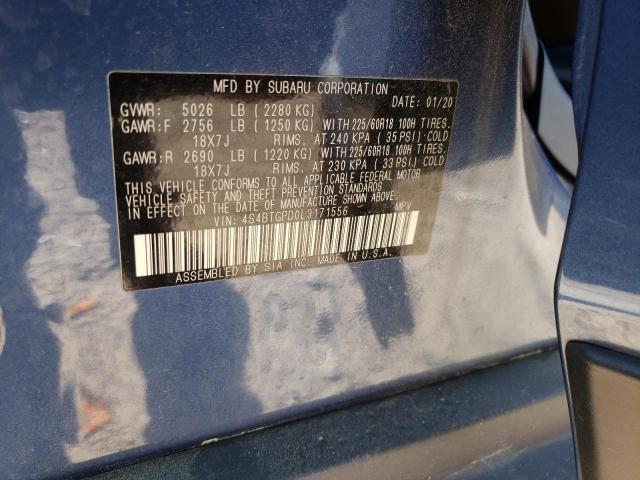 2020 SUBARU OUTBACK TO - 4S4BTGPD0L3171556