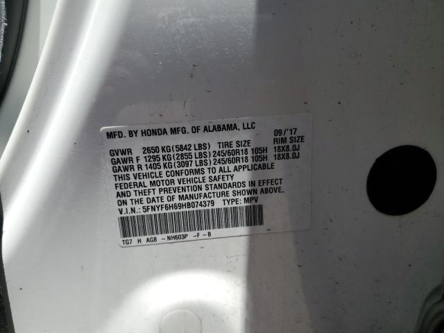2017 HONDA PILOT EXL - 5FNYF6H69HB074379