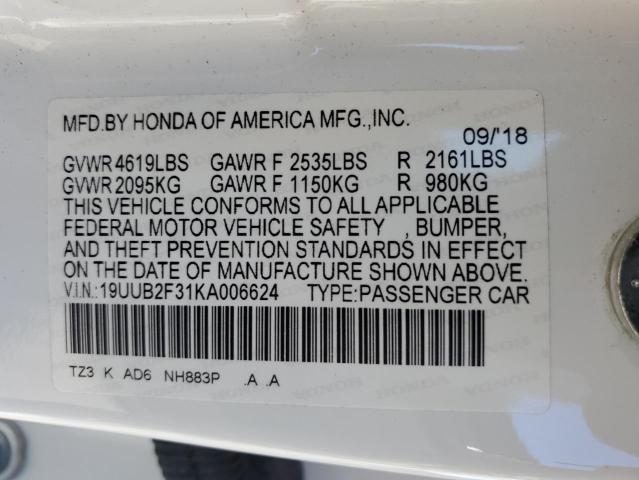 2019 ACURA TLX 19UUB2F31KA006624
