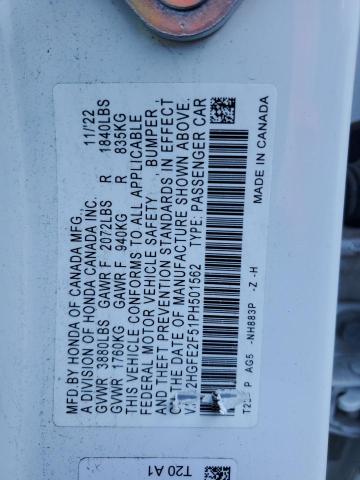 2023 HONDA CIVIC SPOR - 2HGFE2F51PH501562