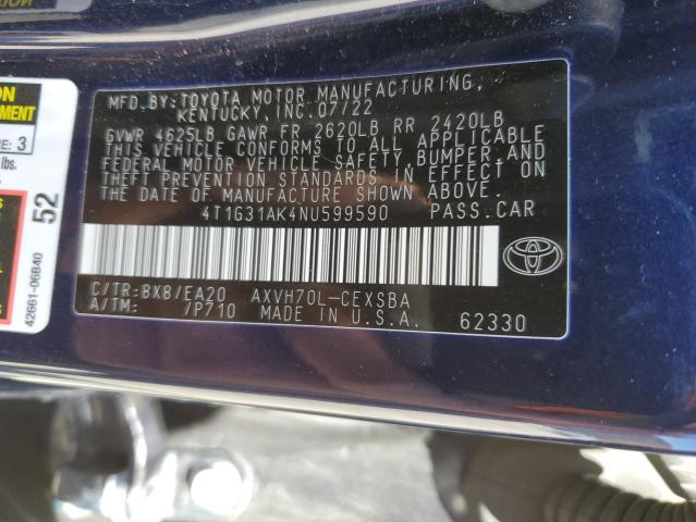 2022 TOYOTA CAMRY NIGH - 4T1G31AK4NU599590