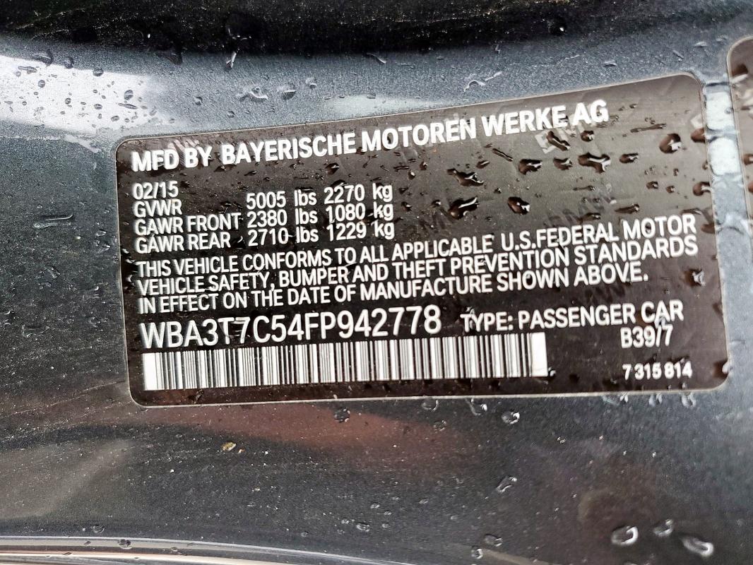 2015 BMW 435 XI WBA3T7C54FP942778