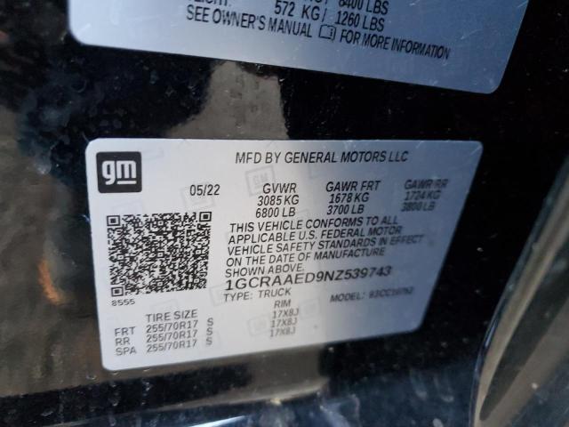 1GCRAAED9NZ539743 2022 CHEVROLET ALL Models