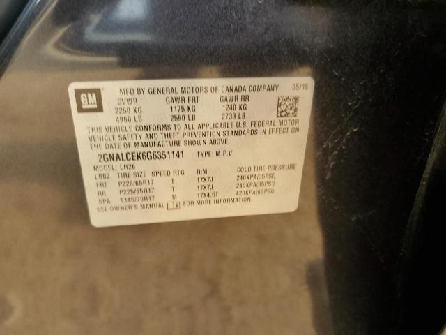 2016 CHEVROLET EQUINOX LT - 2GNALCEK6G6351141