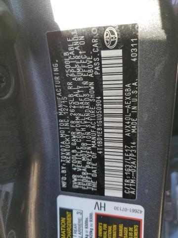 2016 TOYOTA AVALON HYB 4T1BD1EB1GU050904