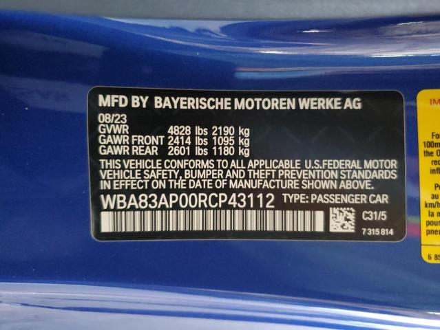 2024 BMW M440I WBA83AP00RCP43112