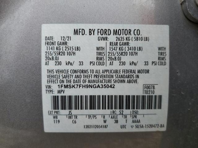 2022 FORD EXPLORER L - 1FMSK7FH9NGA35042