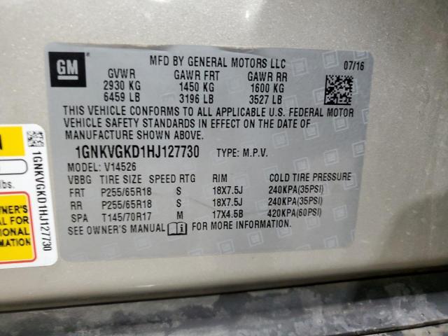 2017 CHEVROLET TRAVERSE L - 1GNKVGKD1HJ127730