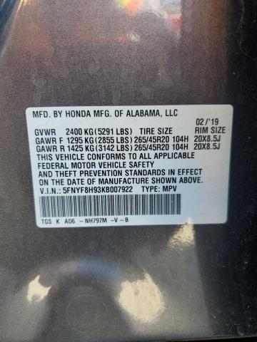 2019 HONDA PASSPORT T - 5FNYF8H93KB007922