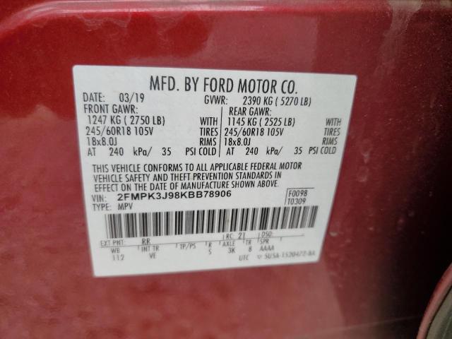2019 FORD EDGE SEL - 2FMPK3J98KBB78906