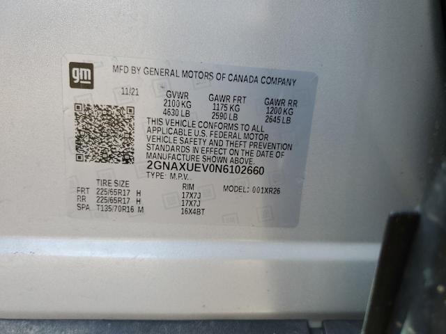 2022 CHEVROLET EQUINOX LT - 2GNAXUEV0N6102660