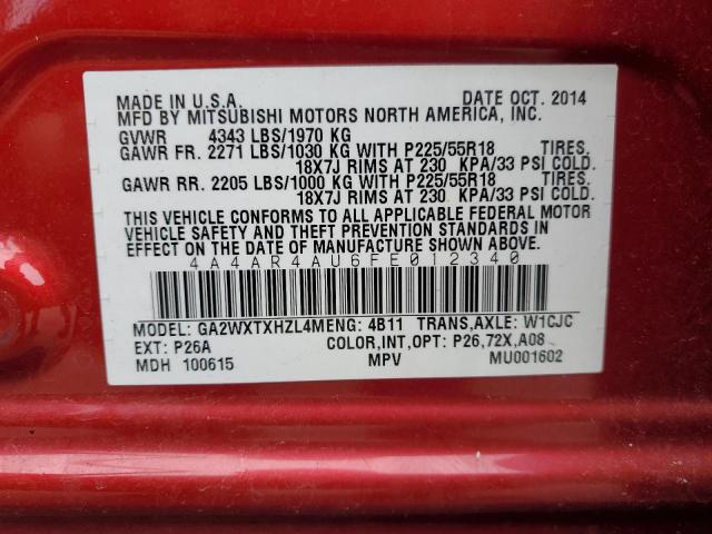 2015 MITSUBISHI OUTLANDER - 4A4AR4AU6FE012340