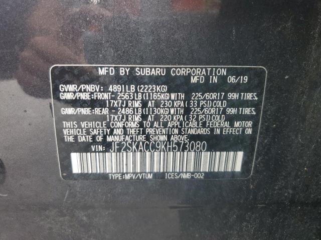 2019 SUBARU FORESTER JF2SKACC9KH573080