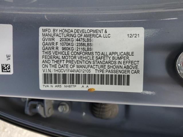 2022 HONDA ACCORD SPO - 1HGCV1F44NA012105