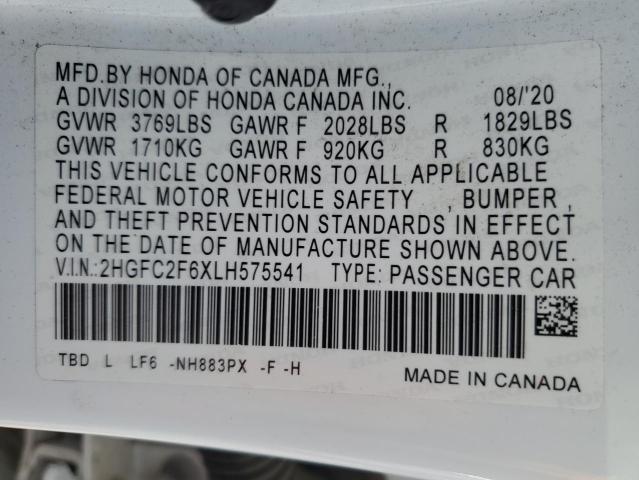 2020 HONDA CIVIC LX - 2HGFC2F6XLH575541